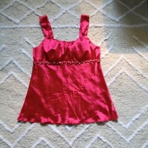 Red Satin Beaded Cami Top Sz XL